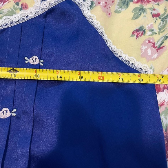 Barbizon Nightgown Maxi Lace Trim Sleepwear Lingerie Loungewear Blue Medium - Picture 9 of 12